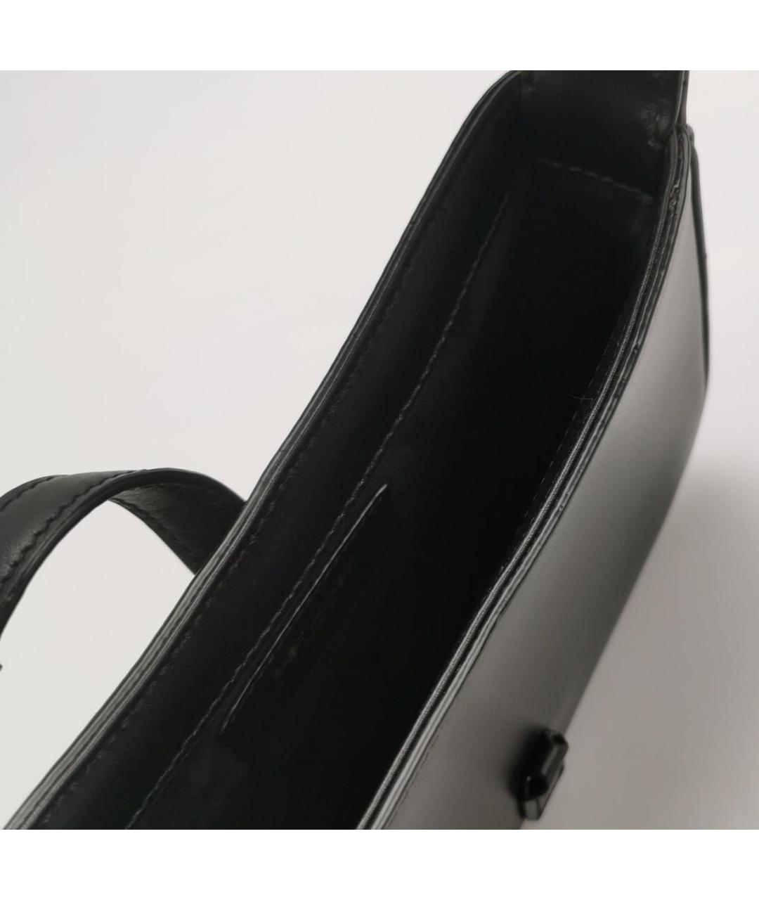 SAINT LAURENT Черная кожаная сумка с короткими ручками, фото 4