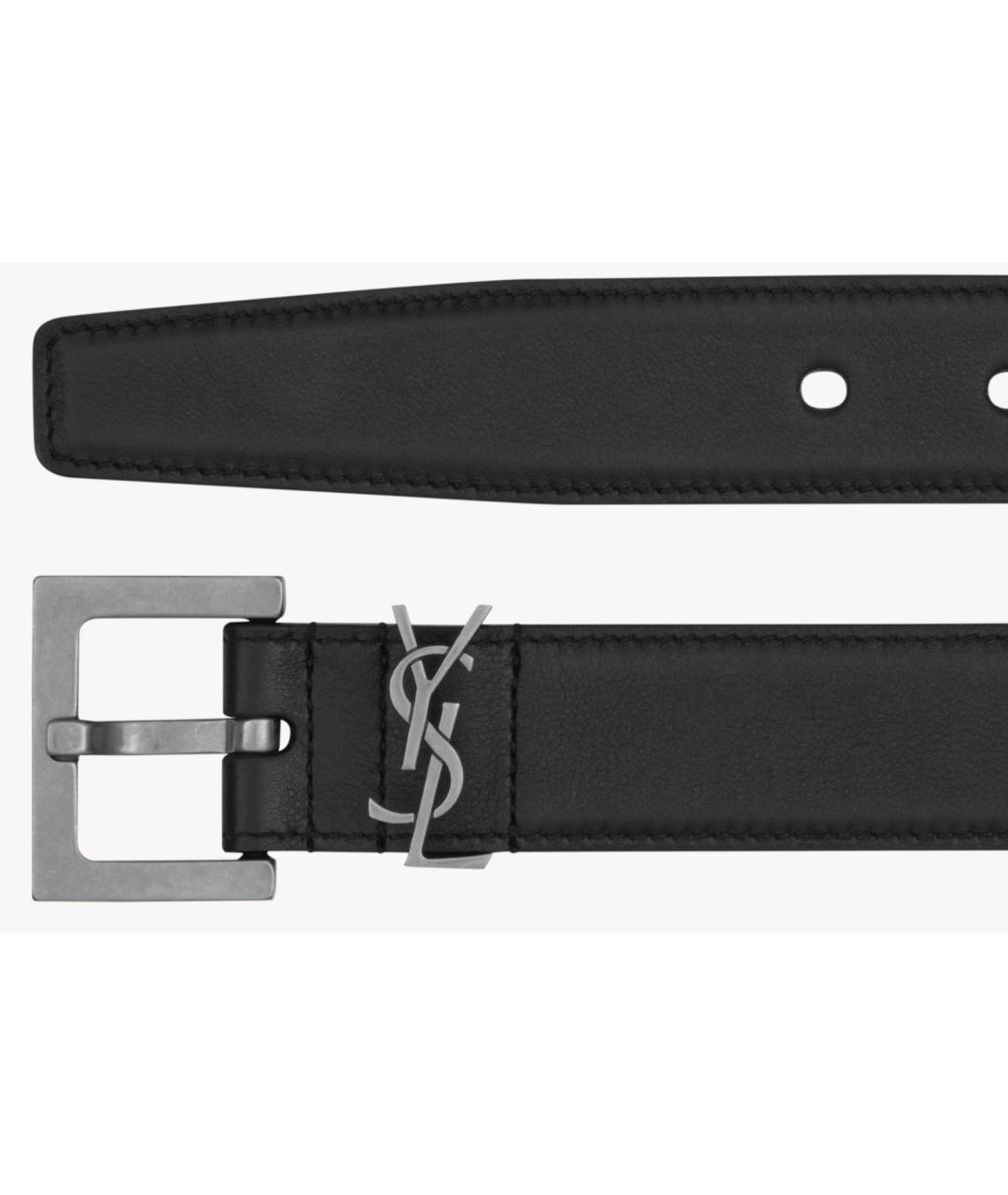 SAINT LAURENT Черный кожаный ремень, фото 1