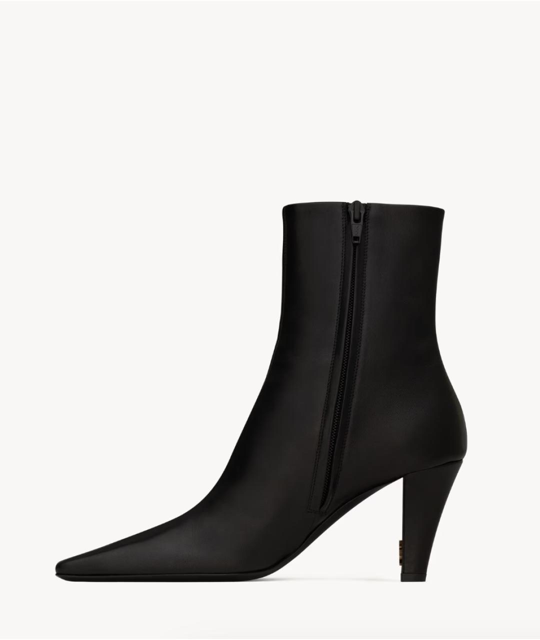 SAINT LAURENT Черные кожаные ботильоны, фото 3