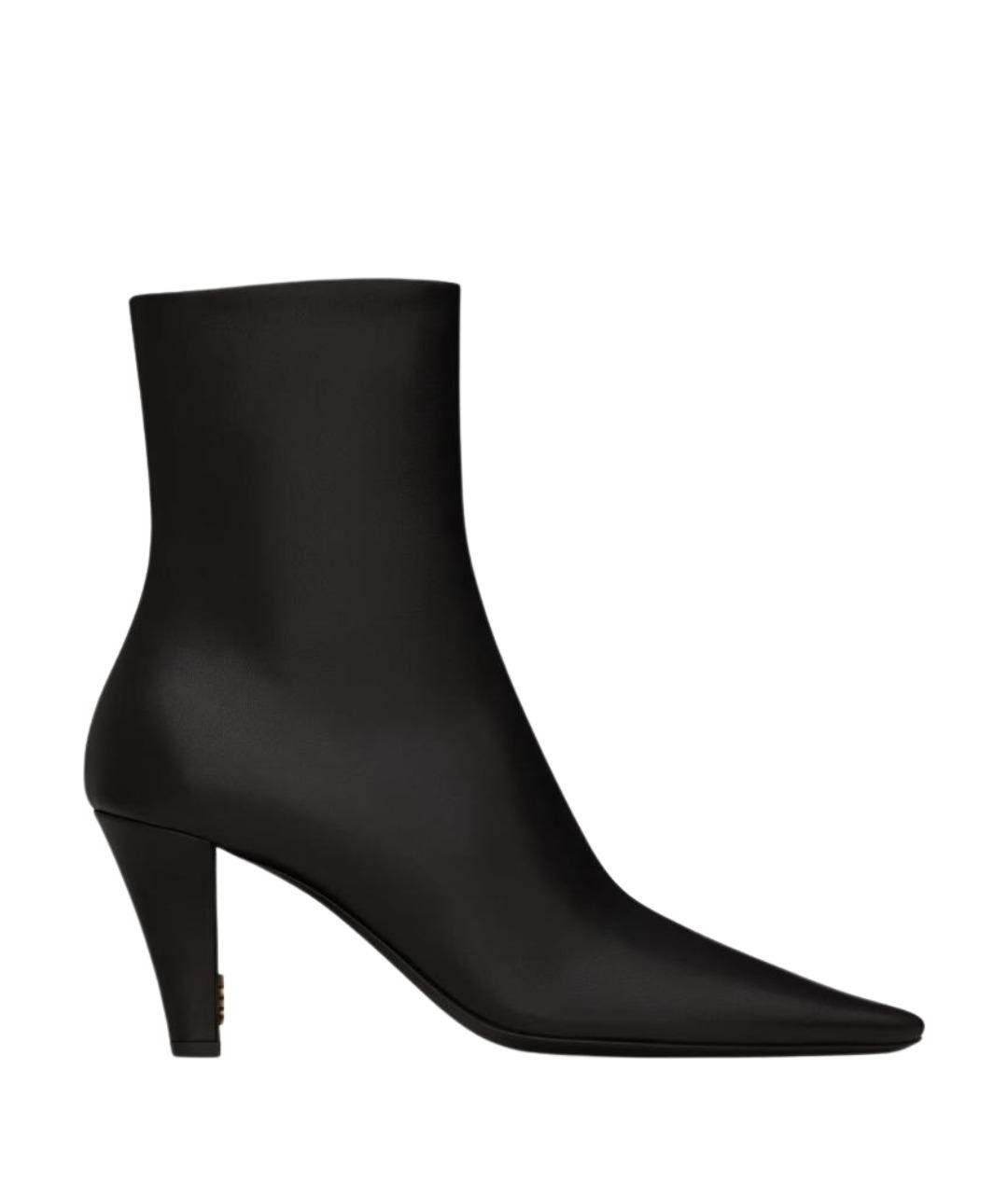 SAINT LAURENT Черные кожаные ботильоны, фото 1