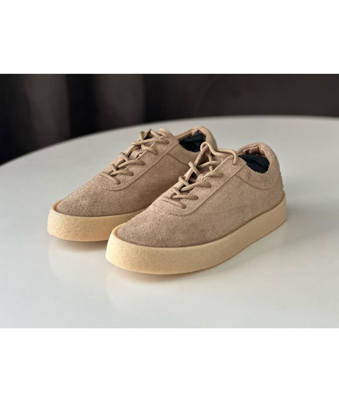 YEEZY Бежевые замшевые низкие кроссовки / кеды, фото 7