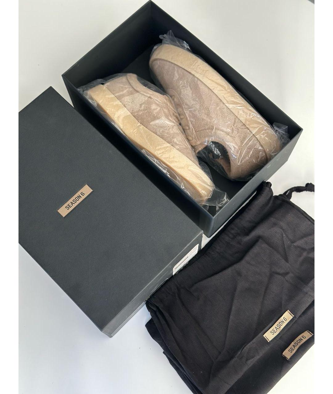 YEEZY Бежевые замшевые низкие кроссовки / кеды, фото 6