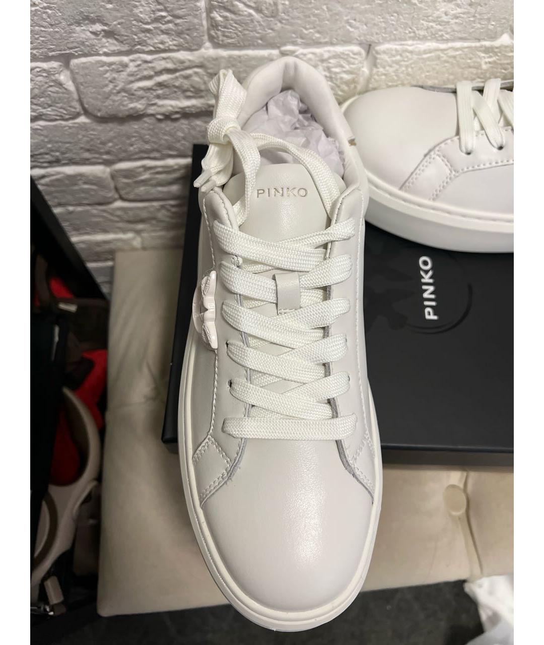 PINKO Белые кожаные кроссовки, фото 4
