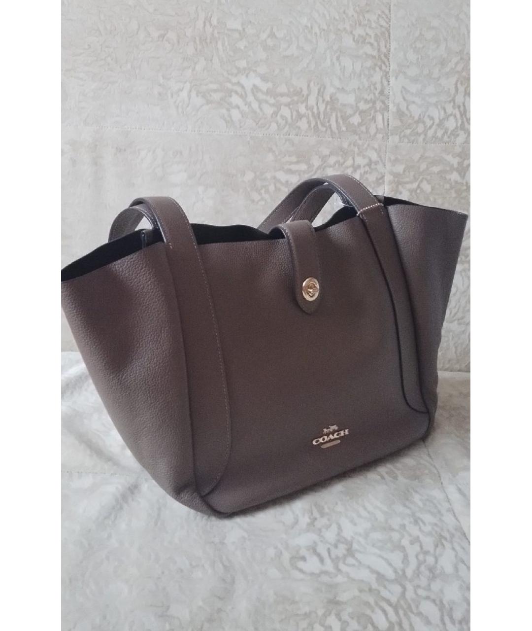 COACH Коричневая кожаная сумка тоут, фото 2