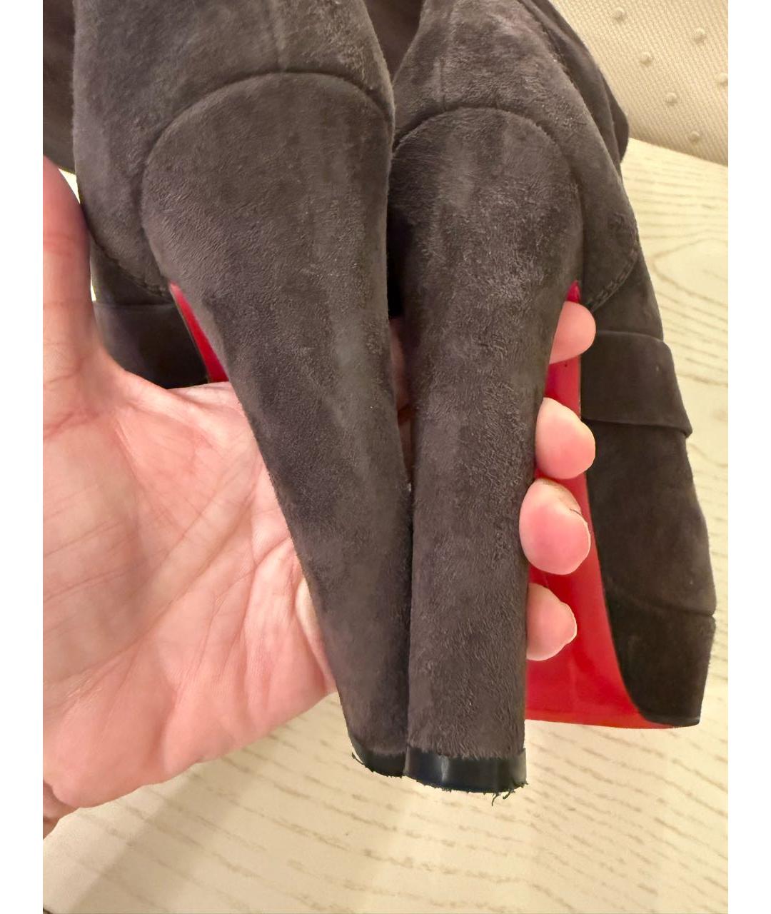 CHRISTIAN LOUBOUTIN Коричневые замшевые сапоги, фото 4