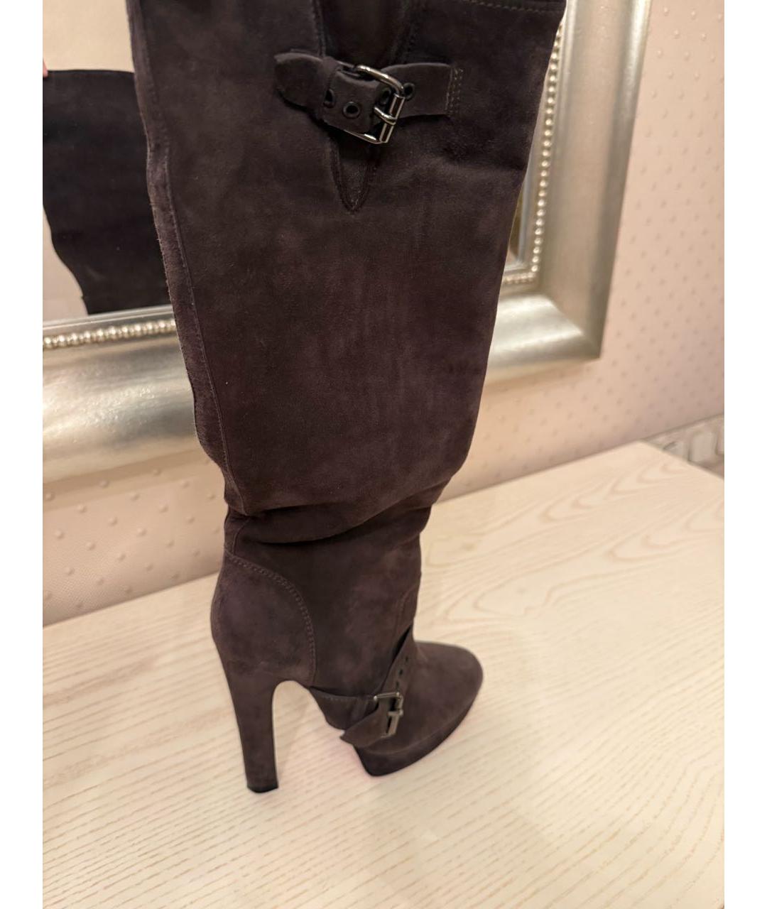 CHRISTIAN LOUBOUTIN Коричневые замшевые сапоги, фото 2
