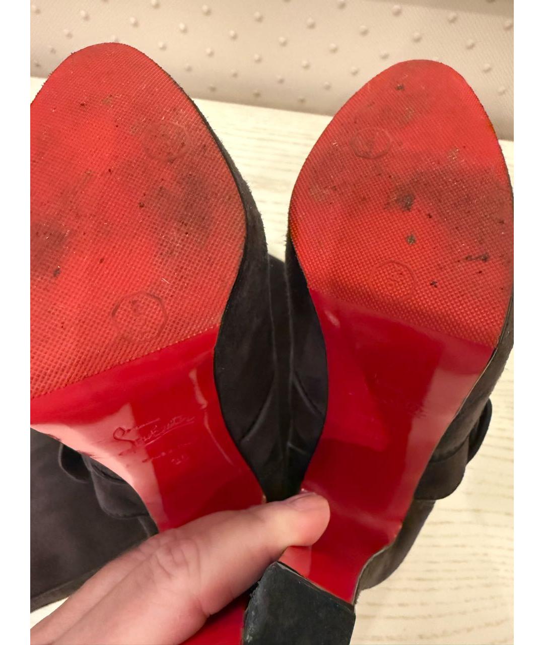 CHRISTIAN LOUBOUTIN Коричневые замшевые сапоги, фото 6