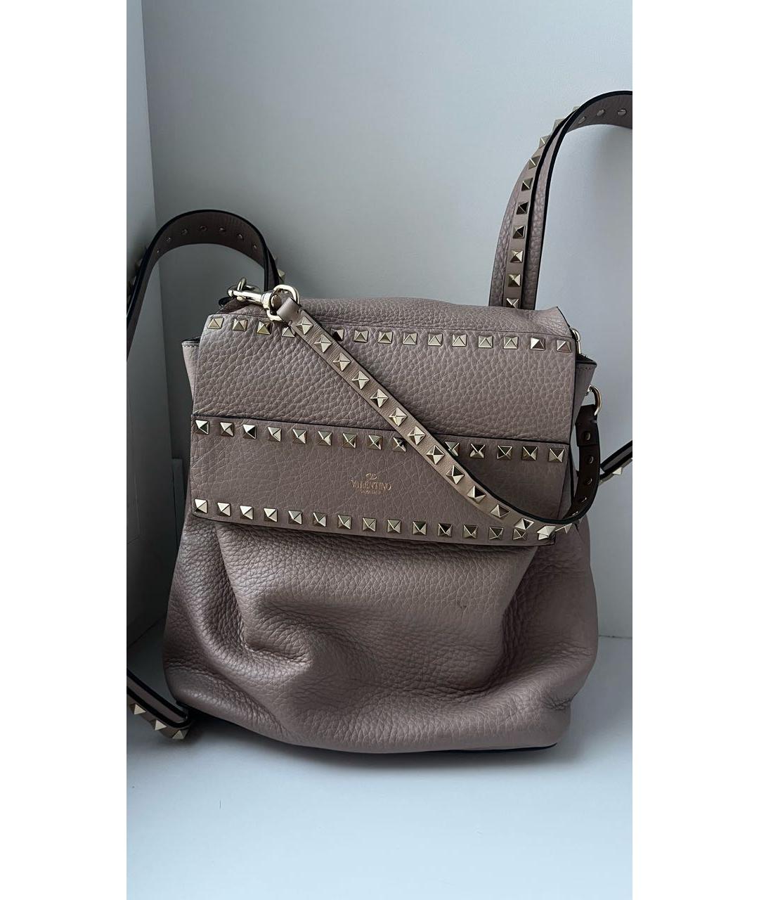 VALENTINO Бежевый кожаный рюкзак, фото 6