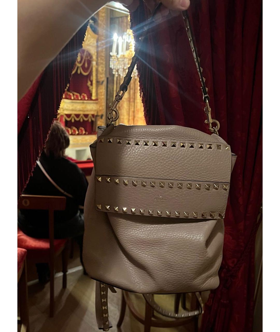 VALENTINO Бежевый кожаный рюкзак, фото 8