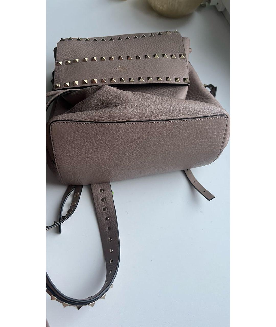 VALENTINO Бежевый кожаный рюкзак, фото 5