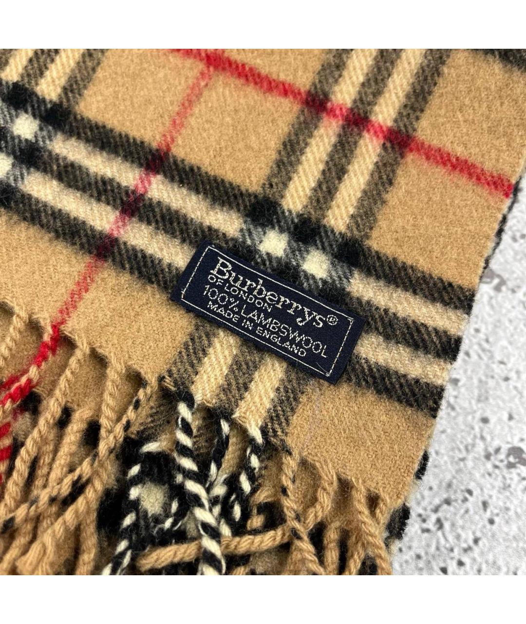 BURBERRY Бежевый шерстяной шарф, фото 2