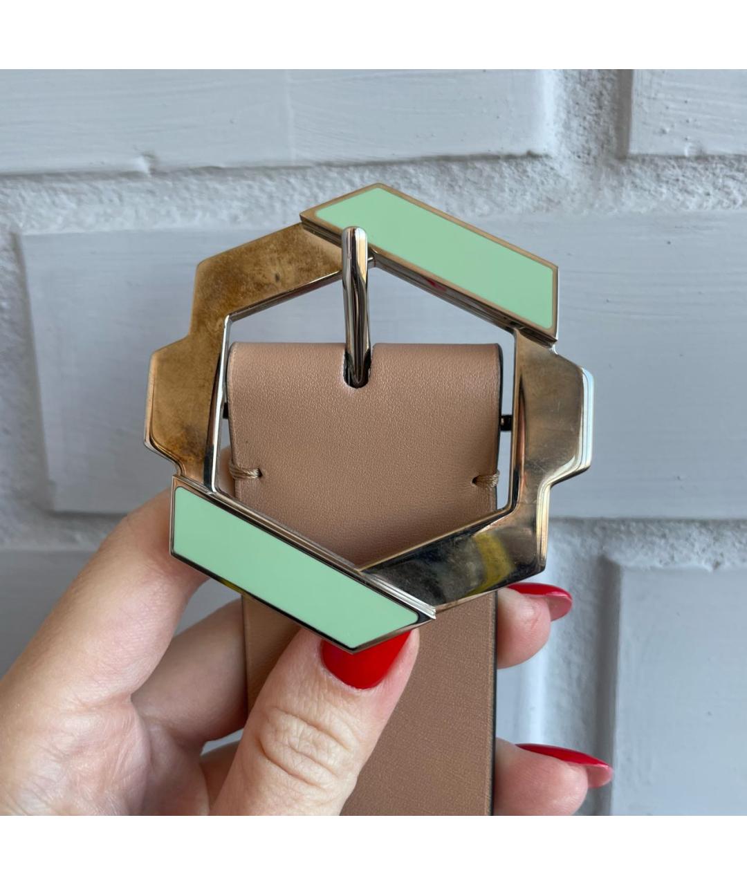 MARNI Бежевый кожаный ремень, фото 2