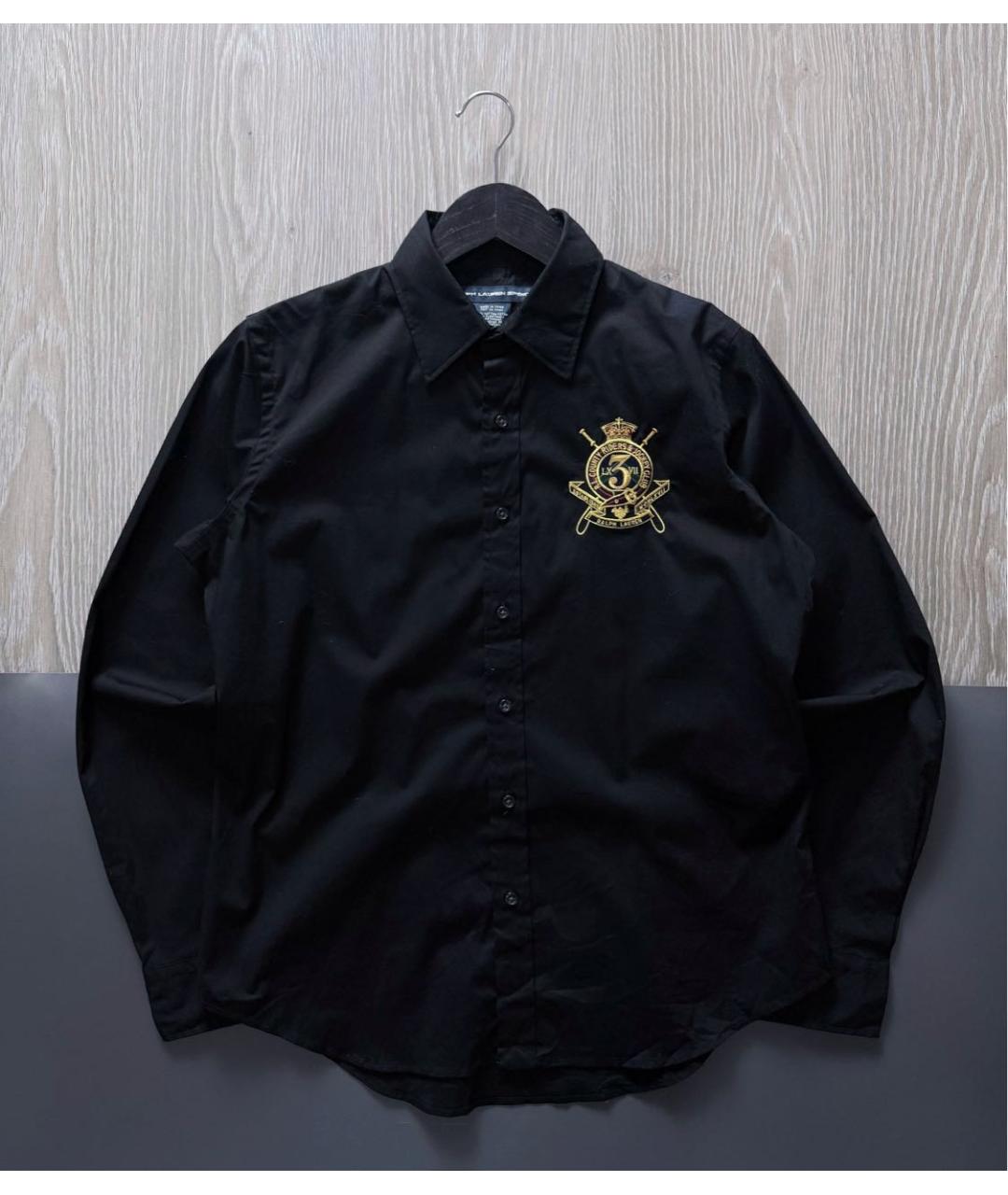 RALPH LAUREN Черная хлопко-эластановая рубашка, фото 6