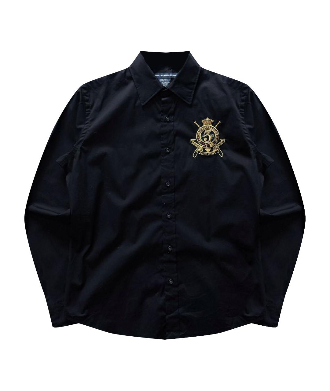 RALPH LAUREN Черная хлопко-эластановая рубашка, фото 1