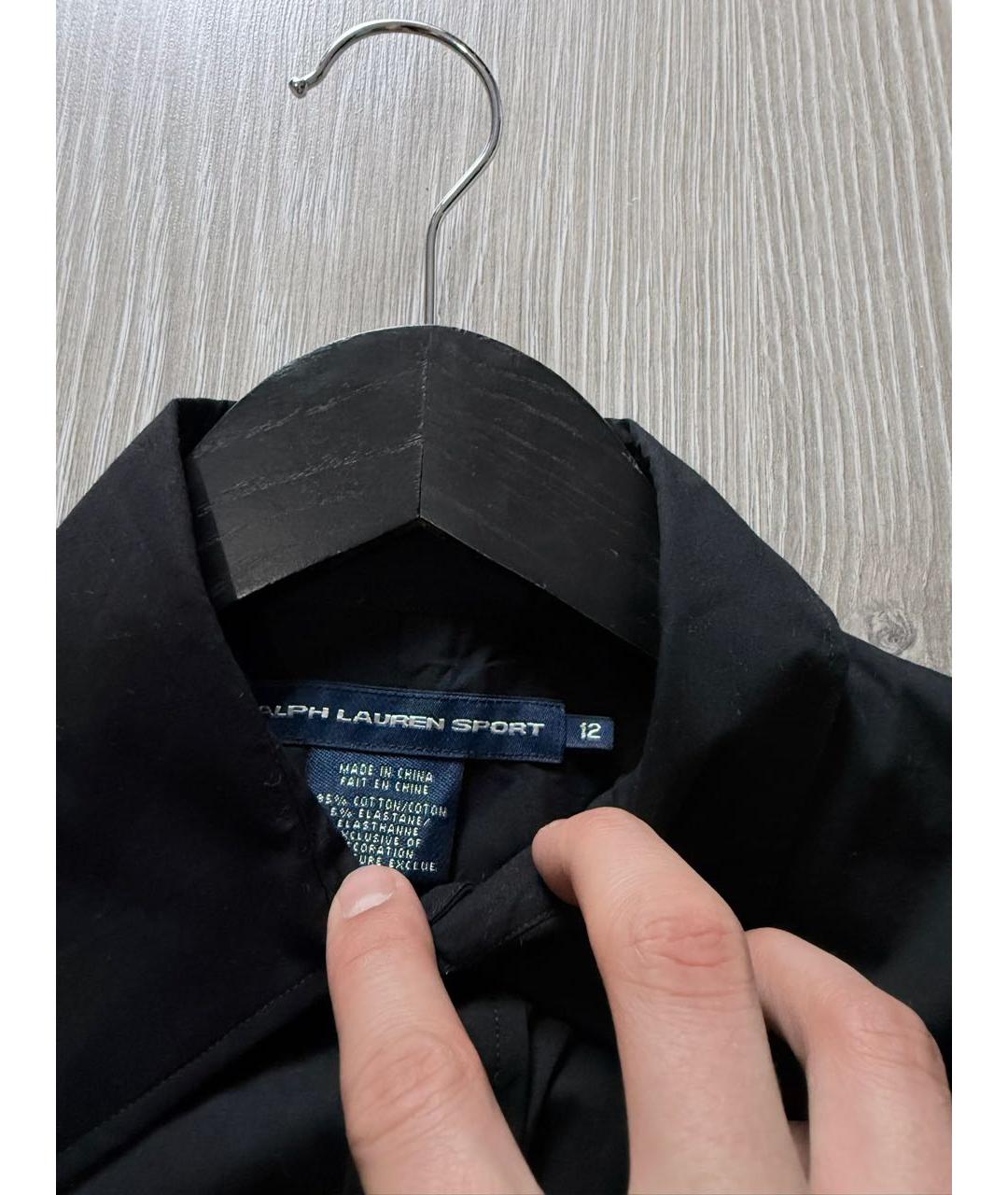 RALPH LAUREN Черная хлопко-эластановая рубашка, фото 3