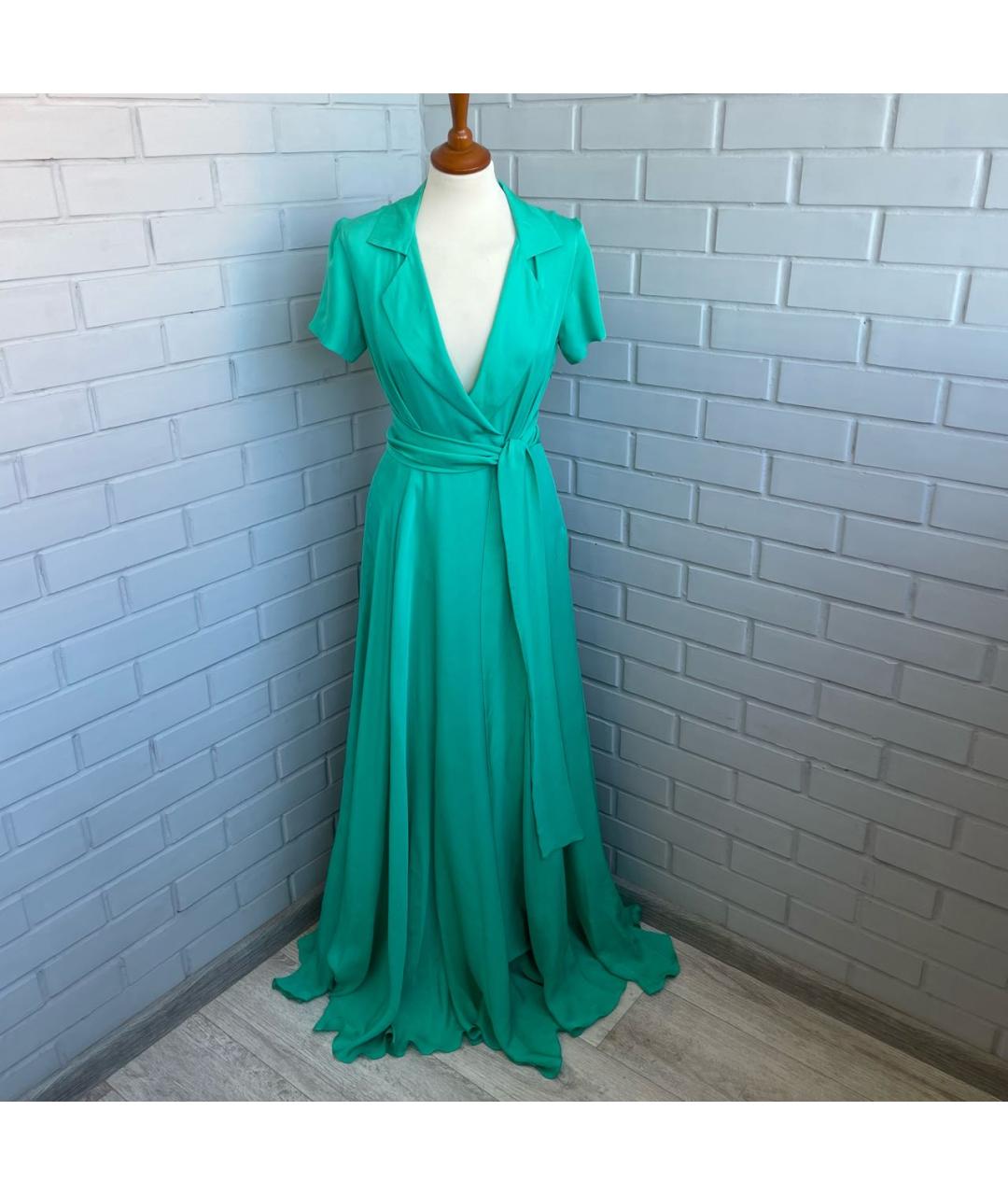 ALEXANDER TEREKHOV Бирюзовое шелковое вечернее платье, фото 9