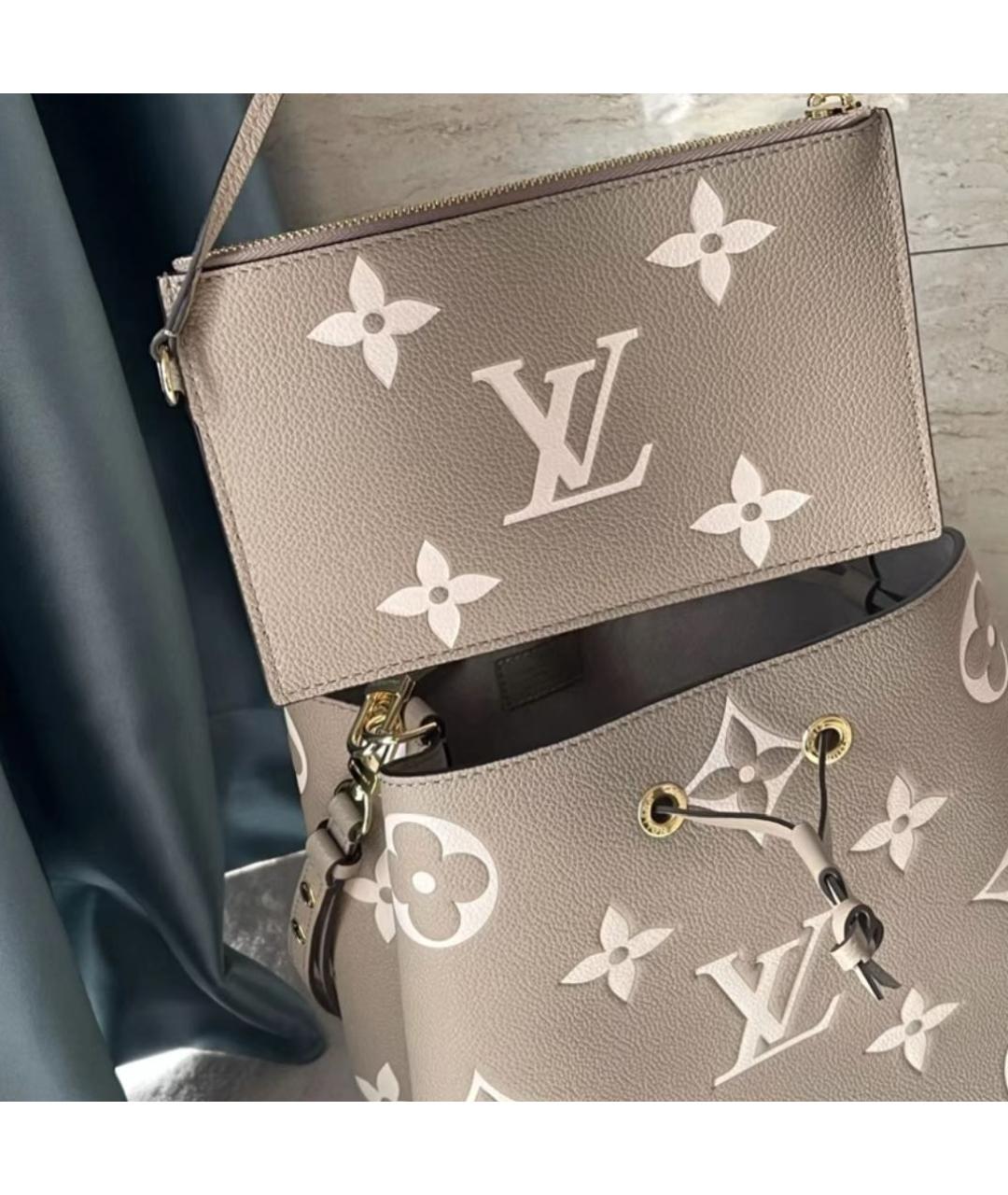LOUIS VUITTON Бежевая кожаная сумка с короткими ручками, фото 4