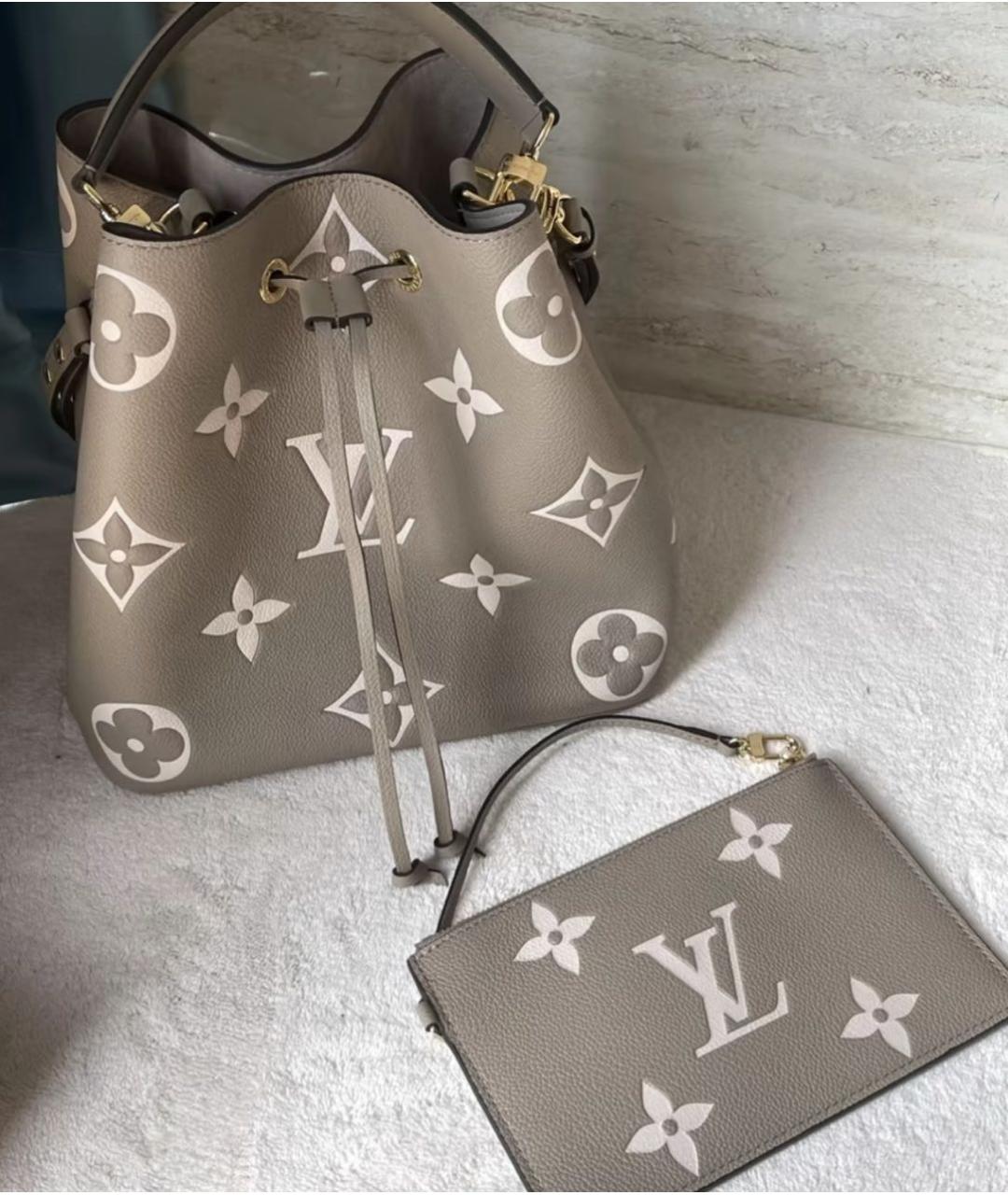 LOUIS VUITTON Бежевая кожаная сумка с короткими ручками, фото 3