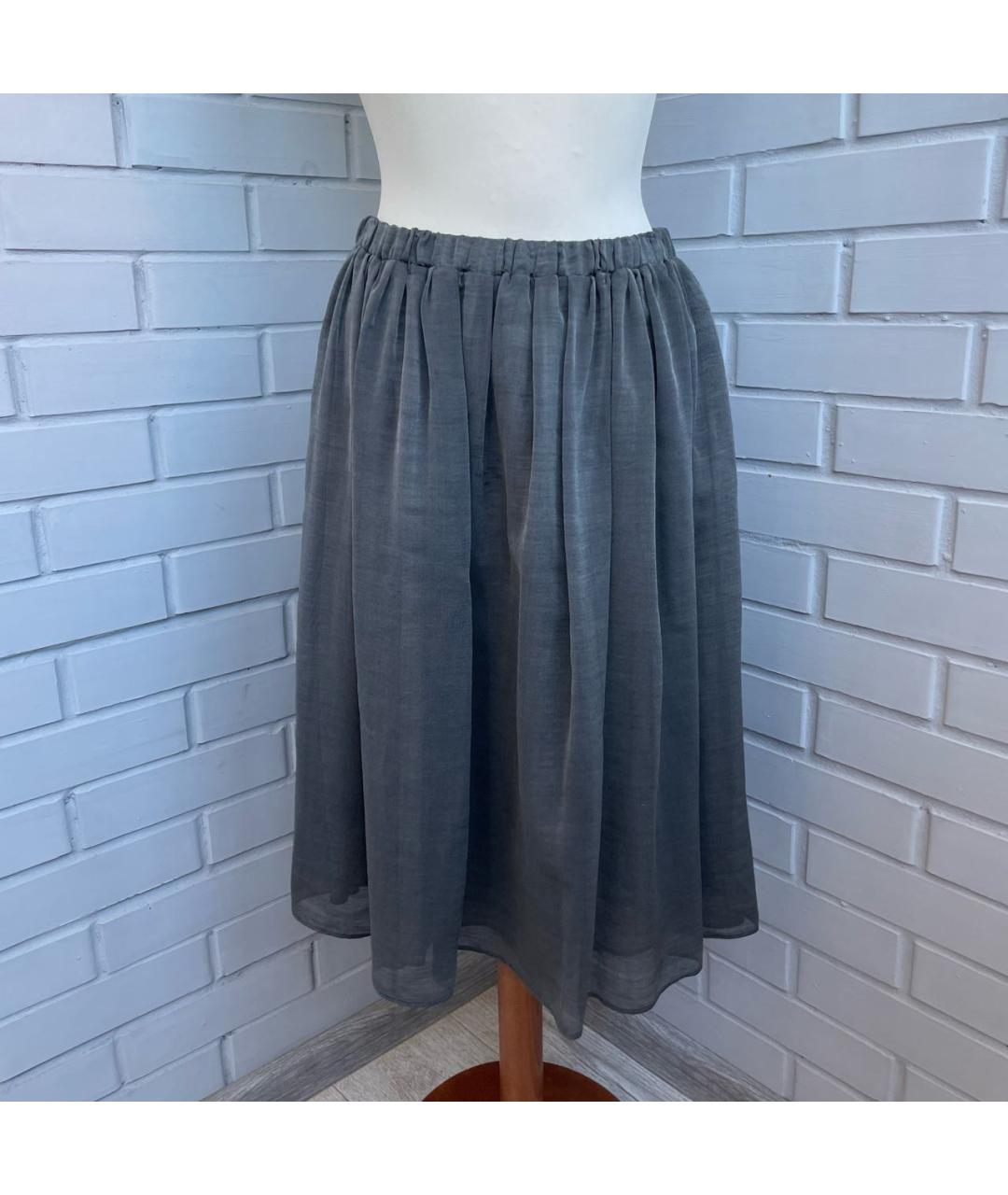 'S MAX MARA Серая шерстяная юбка миди, фото 6