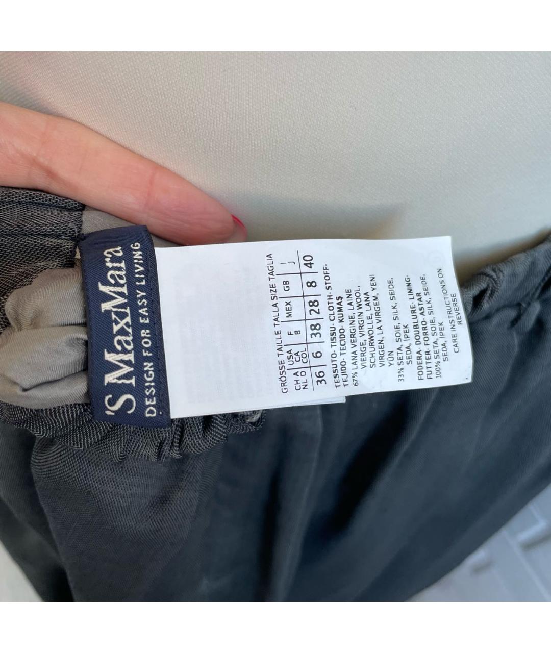 'S MAX MARA Серая шерстяная юбка миди, фото 3