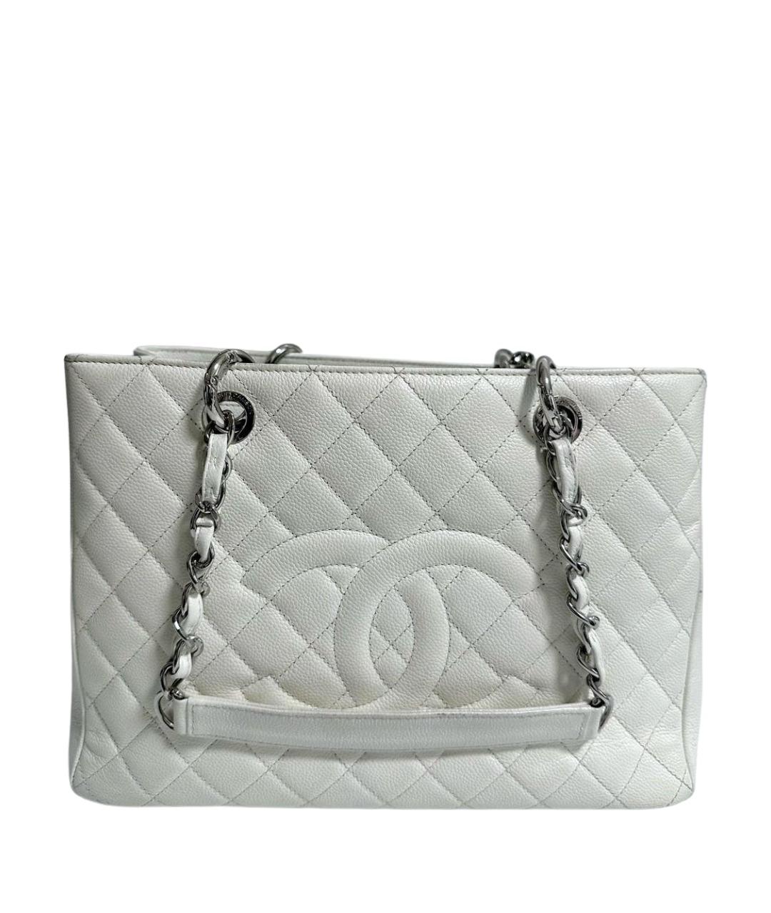 CHANEL Белая кожаная сумка тоут, фото 1