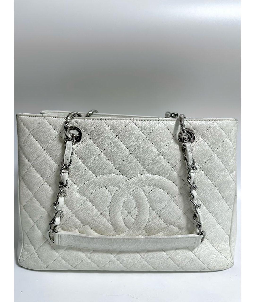 CHANEL Белая кожаная сумка тоут, фото 9