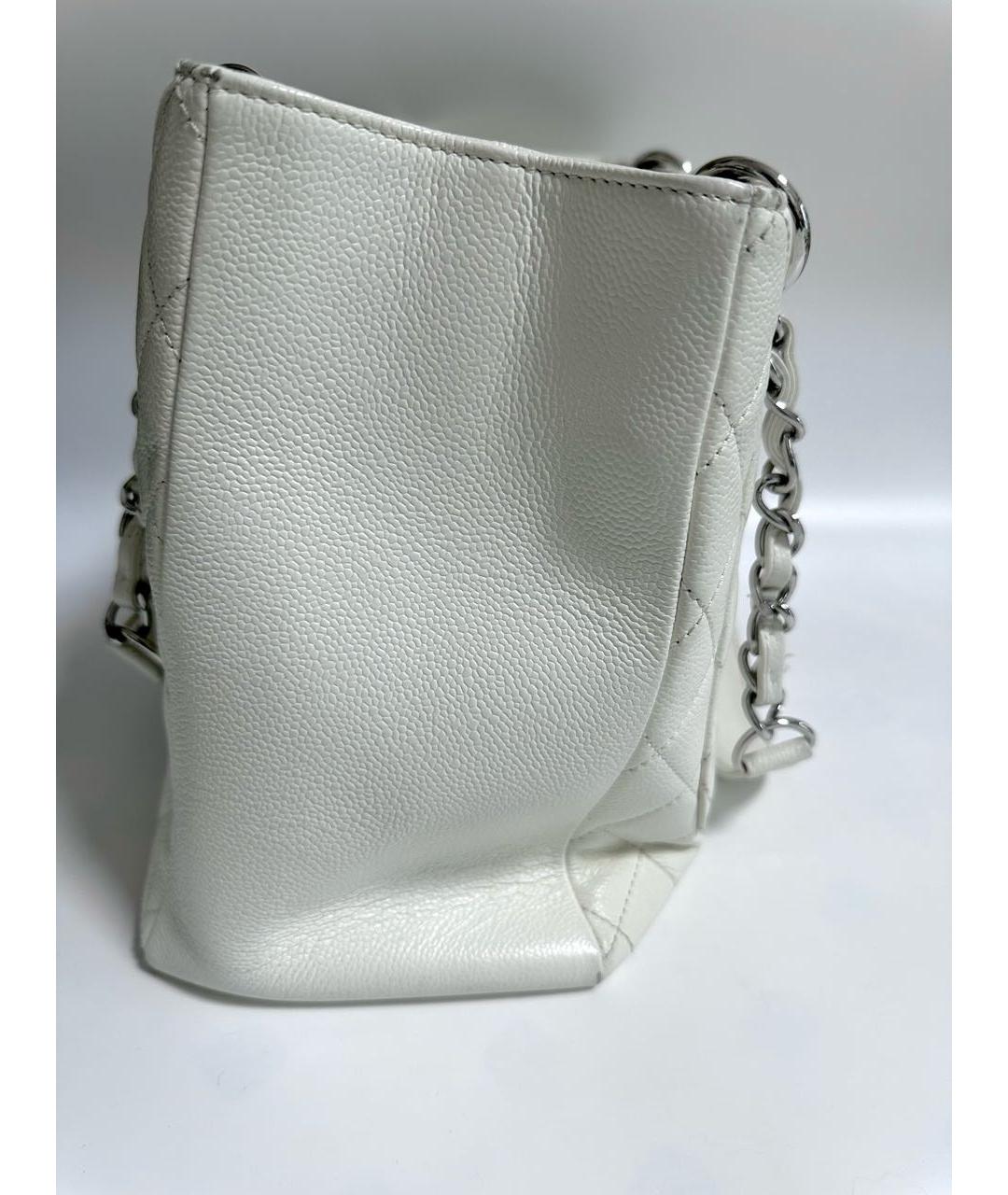 CHANEL Белая кожаная сумка тоут, фото 3