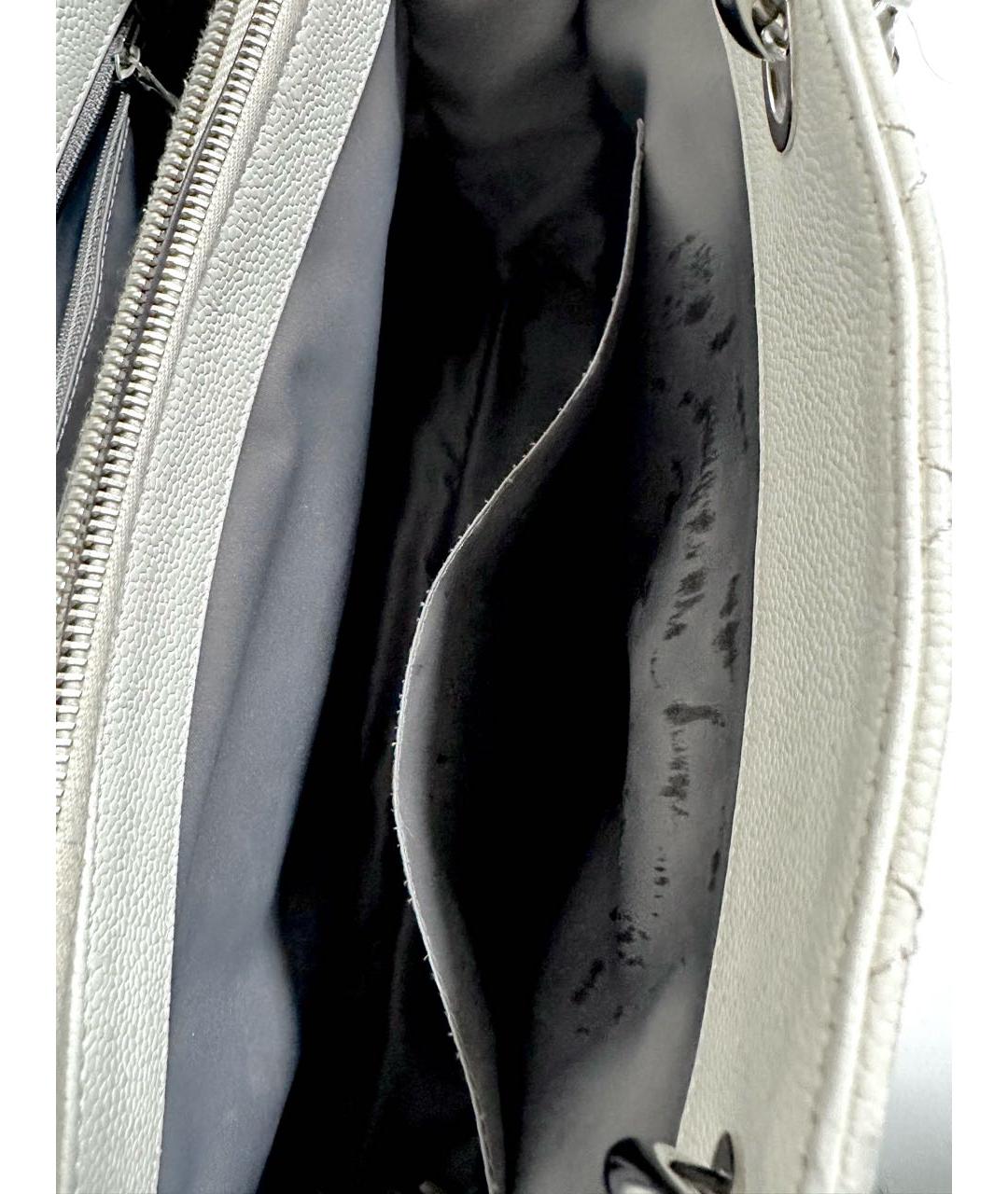 CHANEL Белая кожаная сумка тоут, фото 6