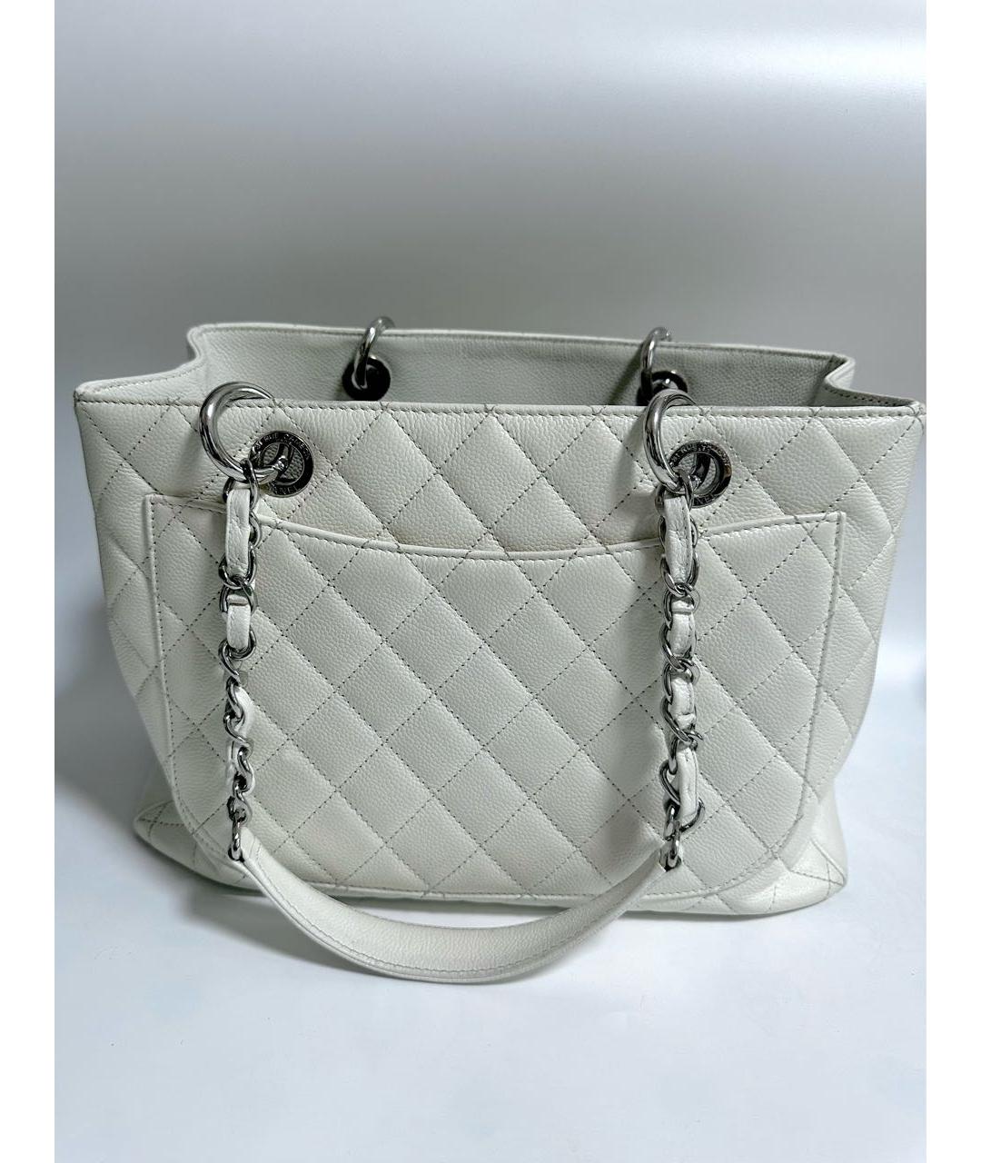 CHANEL Белая кожаная сумка тоут, фото 2