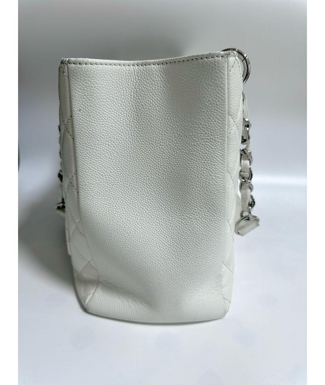 CHANEL Белая кожаная сумка тоут, фото 4