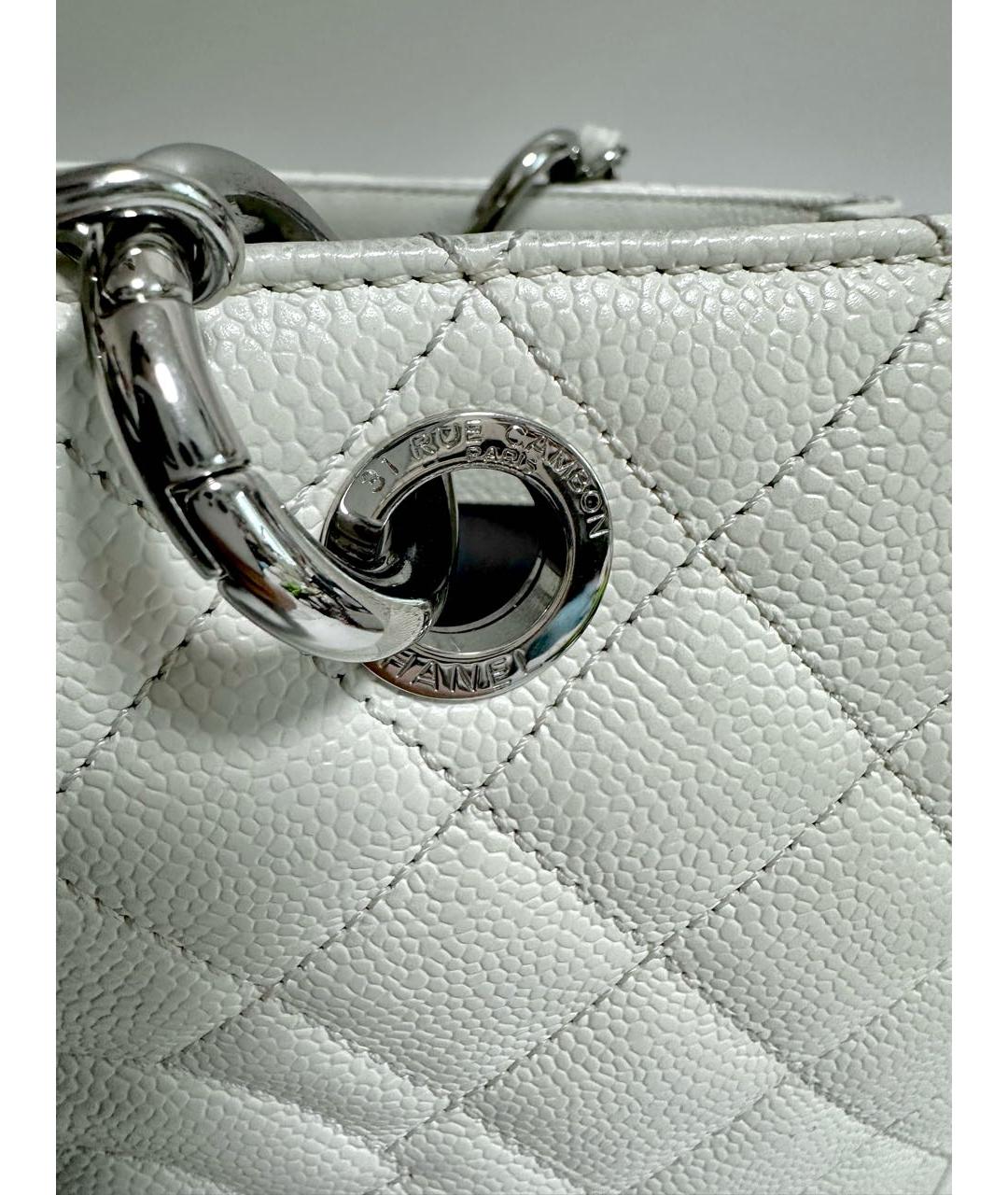 CHANEL Белая кожаная сумка тоут, фото 7