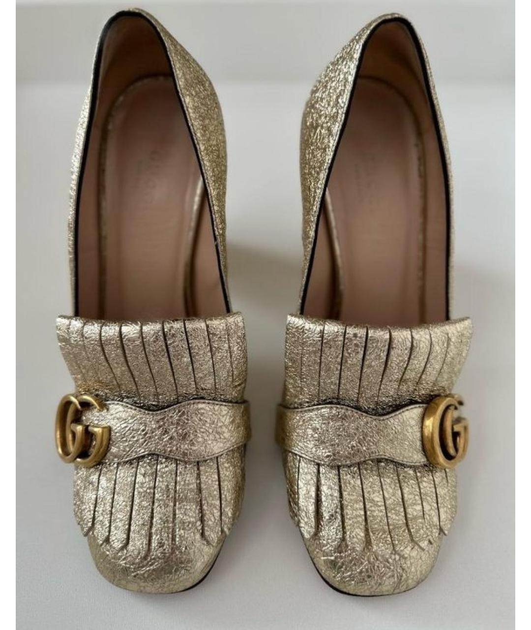 GUCCI Золотые кожаные туфли, фото 2