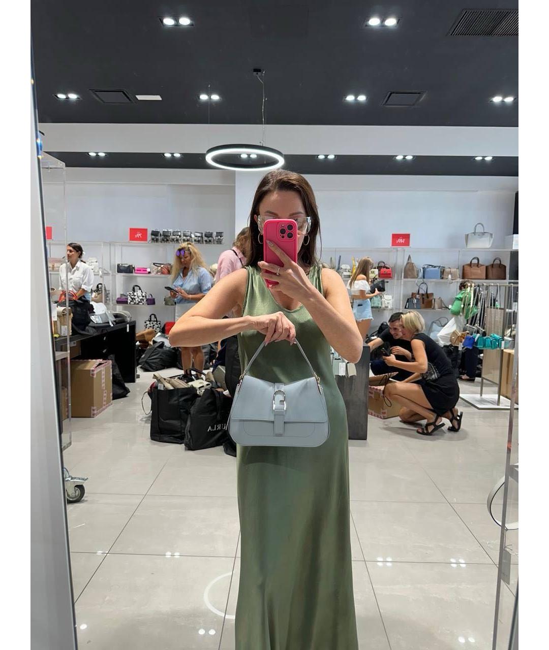 FURLA Голубая кожаная сумка с короткими ручками, фото 5