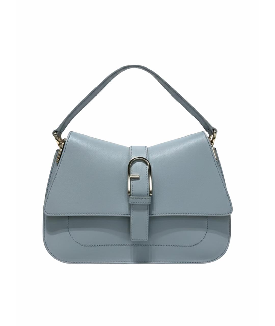 FURLA Голубая кожаная сумка с короткими ручками, фото 1