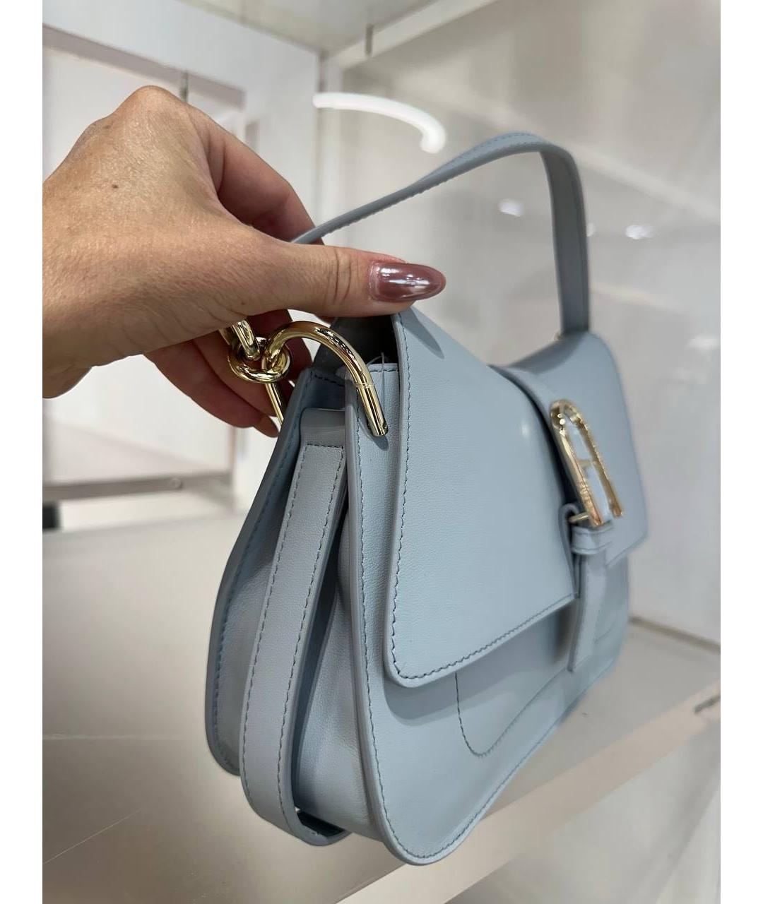 FURLA Голубая кожаная сумка с короткими ручками, фото 3