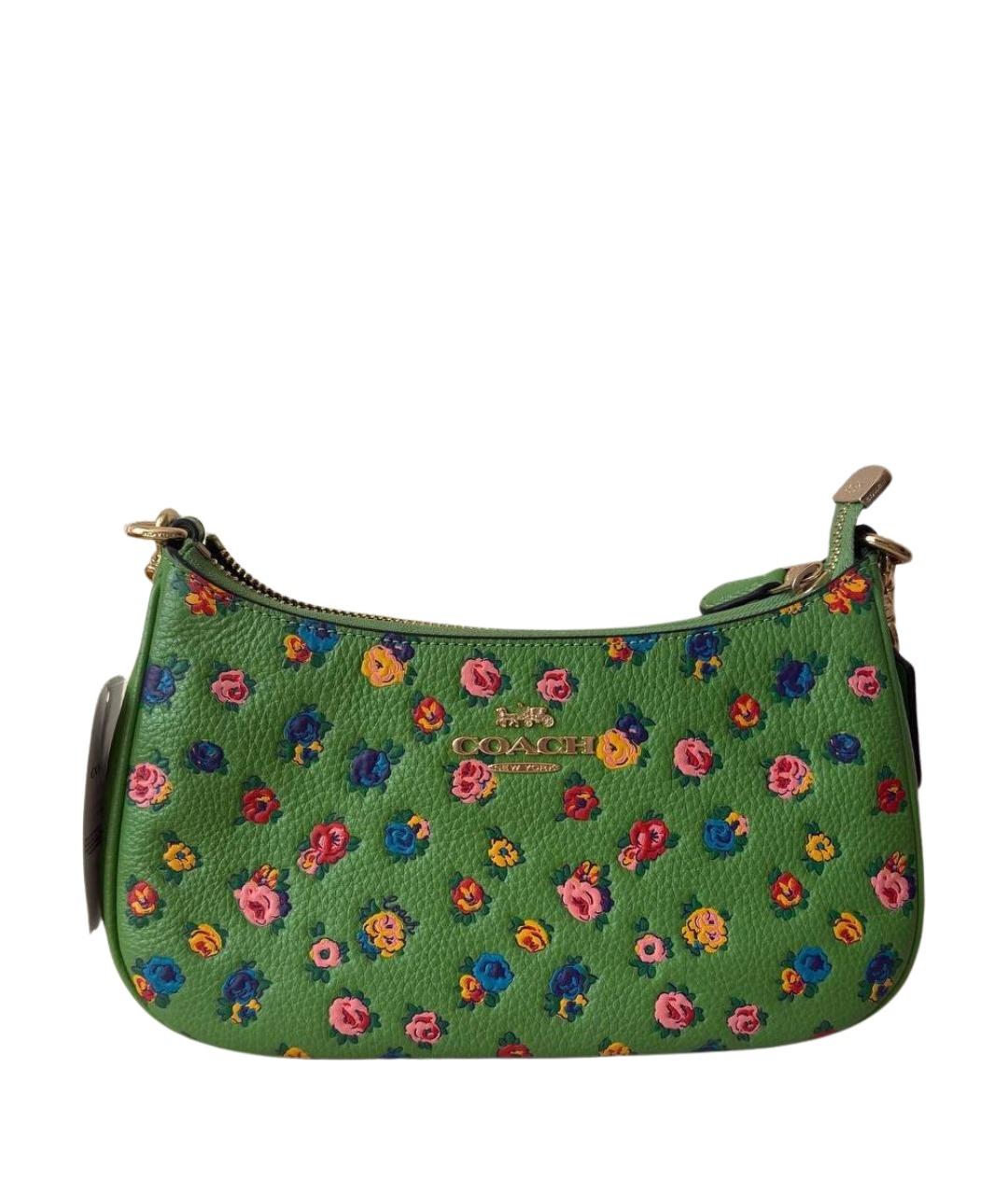 COACH Зеленая кожаная сумка с короткими ручками, фото 1