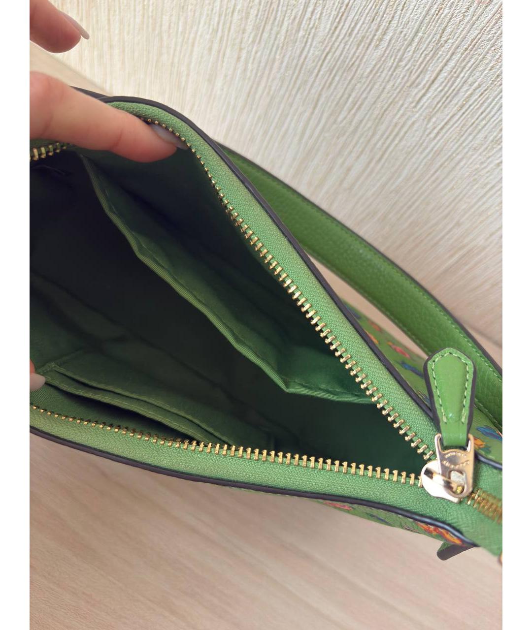 COACH Зеленая кожаная сумка с короткими ручками, фото 4