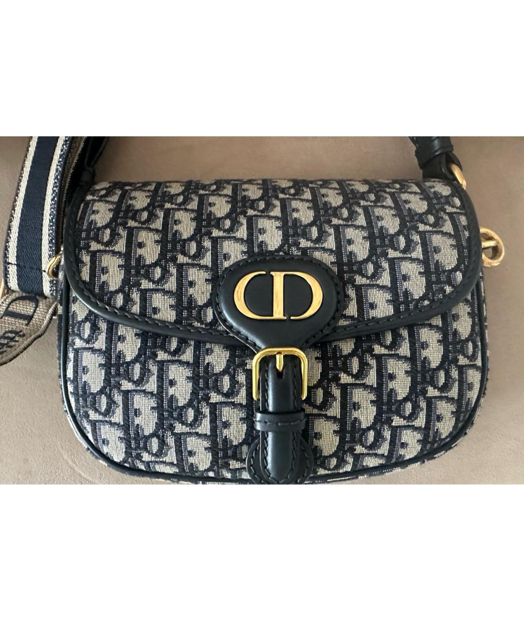 CHRISTIAN DIOR Темно-синяя тканевая сумка через плечо, фото 2