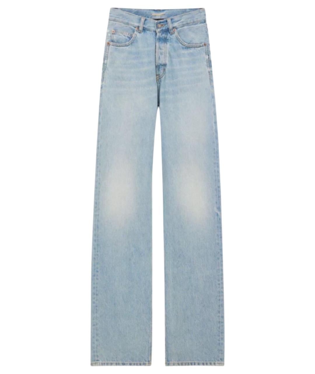 SAINT LAURENT Голубые хлопковые прямые джинсы, фото 1