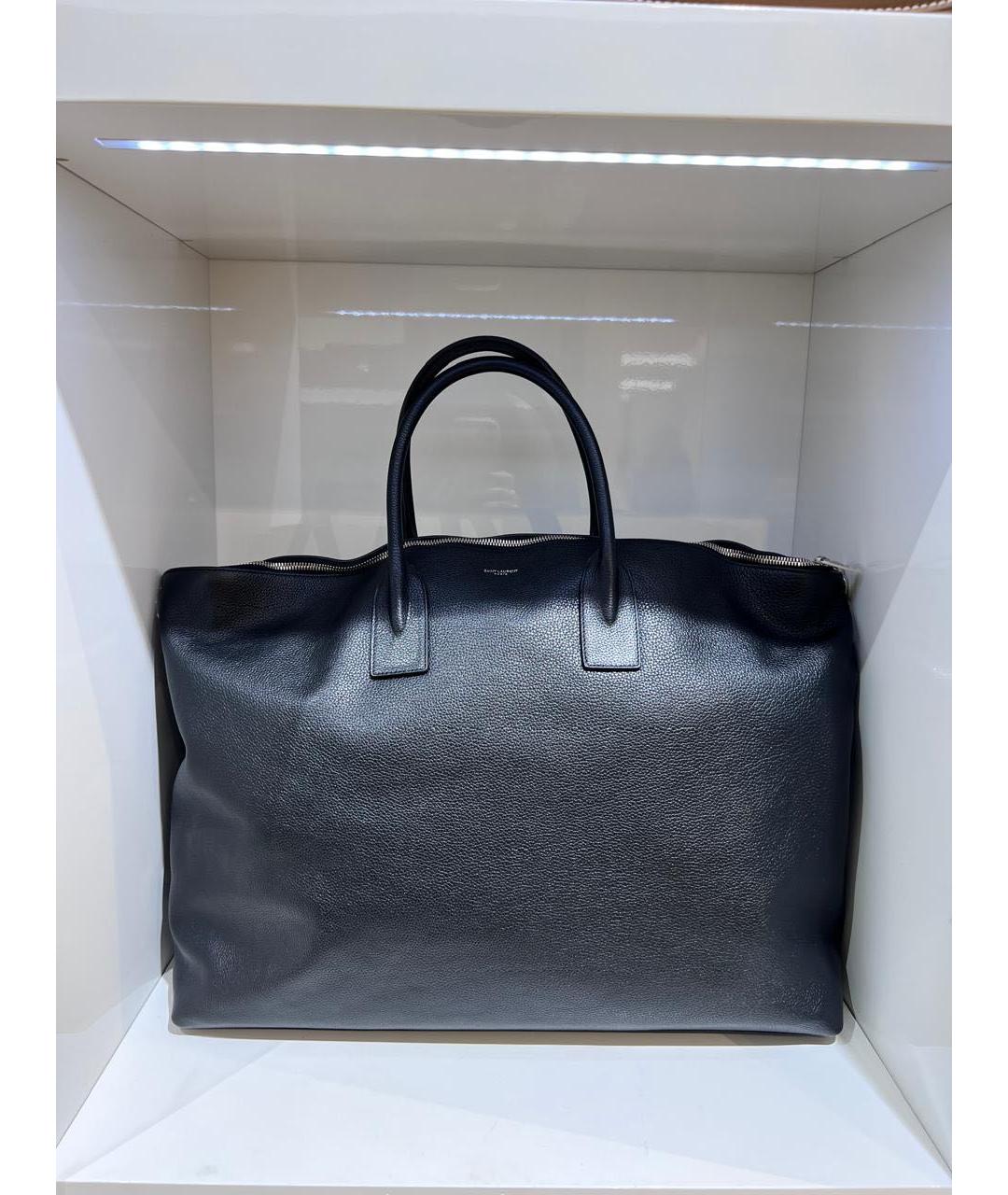 SAINT LAURENT Черная кожаная сумка с короткими ручками, фото 2