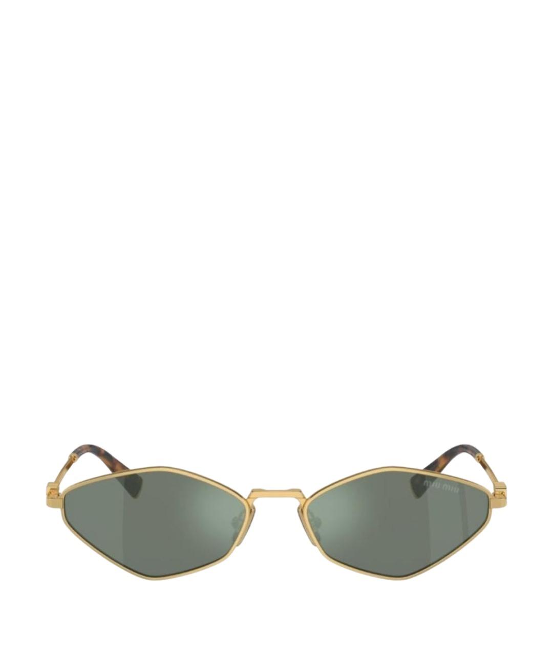 MIU MIU Золотые металлические солнцезащитные очки, фото 1