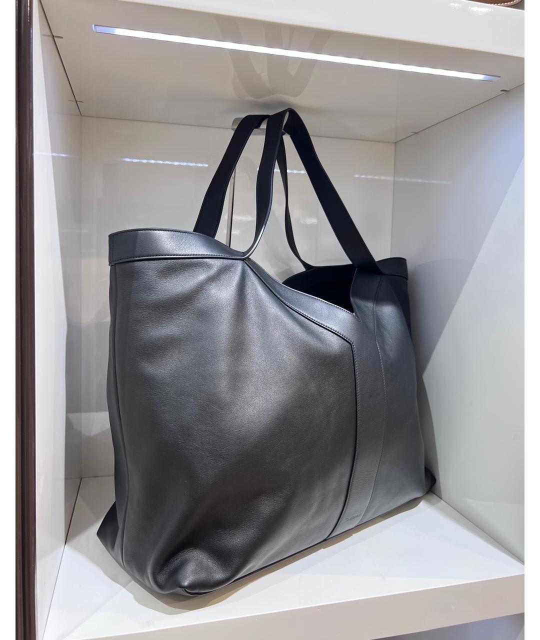 SAINT LAURENT Черная кожаная сумка тоут, фото 3