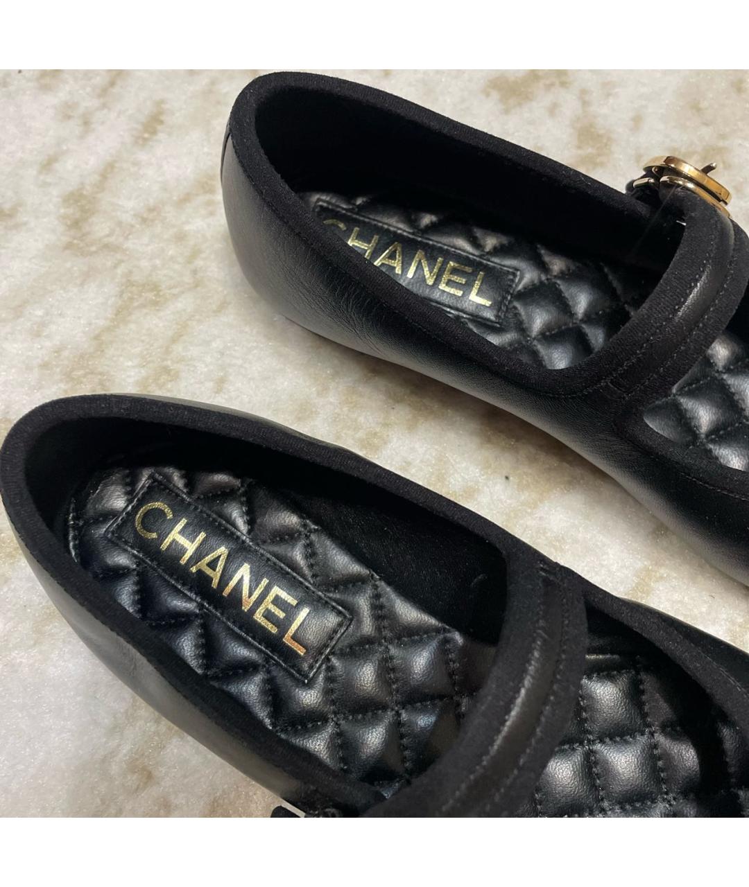 CHANEL Черные кожаные балетки, фото 8