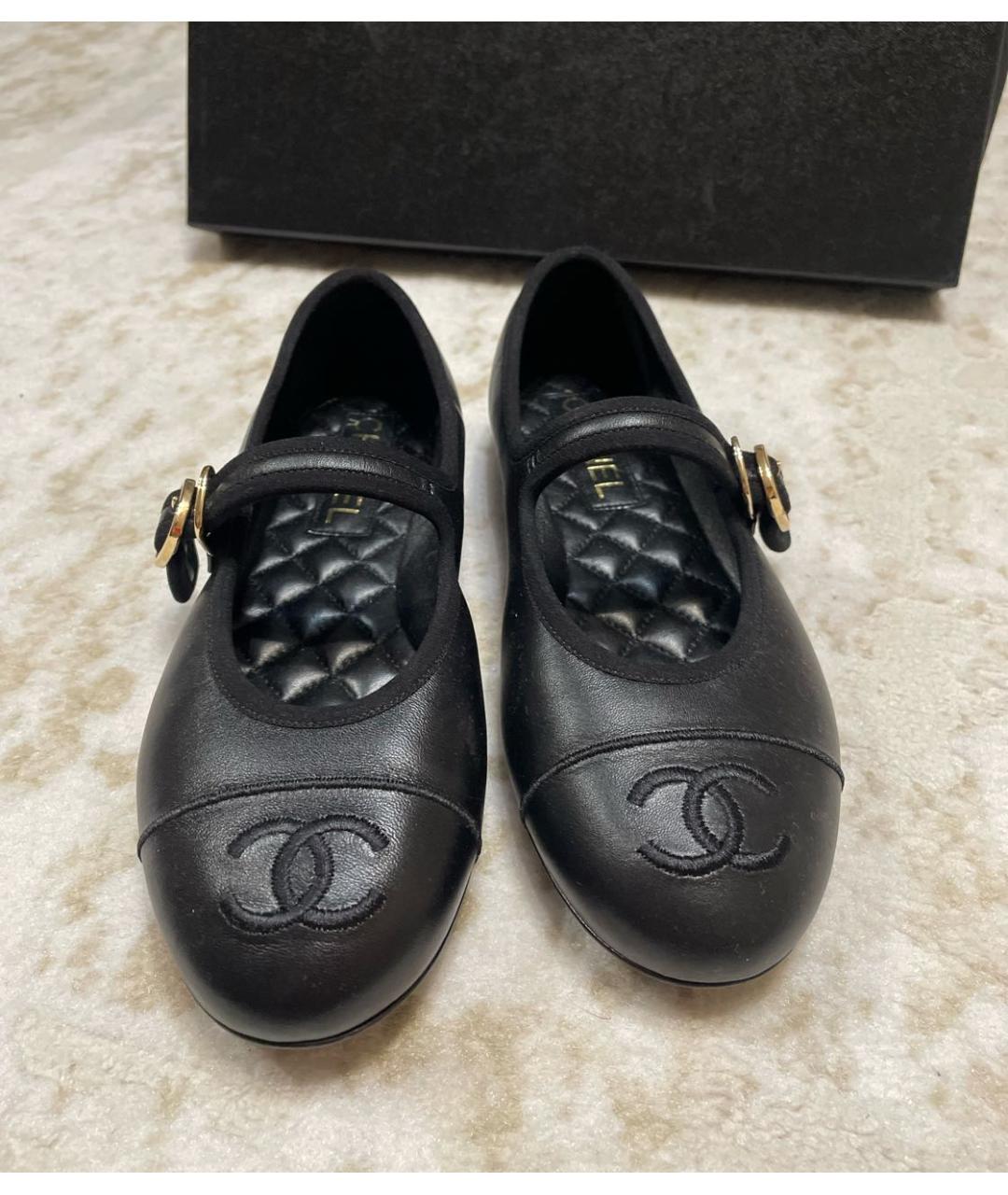 CHANEL Черные кожаные балетки, фото 2