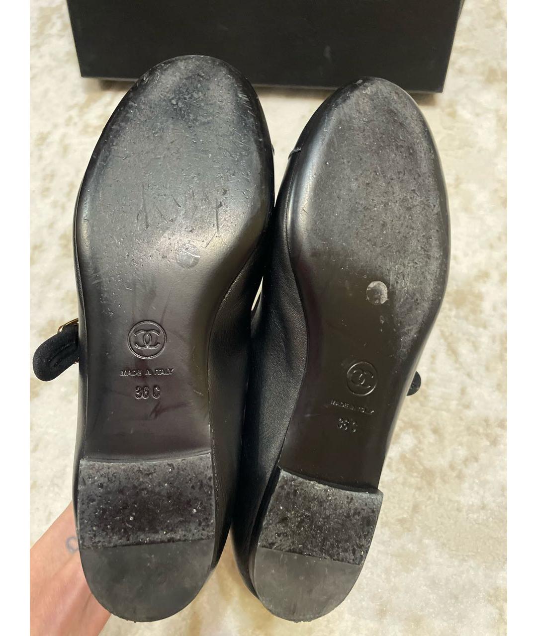 CHANEL Черные кожаные балетки, фото 6