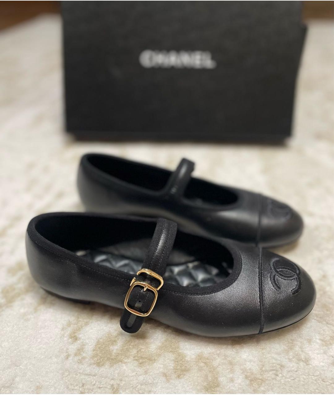 CHANEL Черные кожаные балетки, фото 9