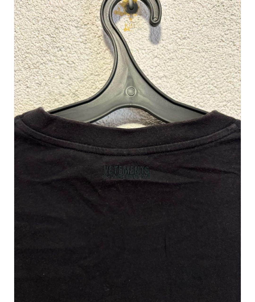 VETEMENTS Черная хлопковая футболка, фото 3