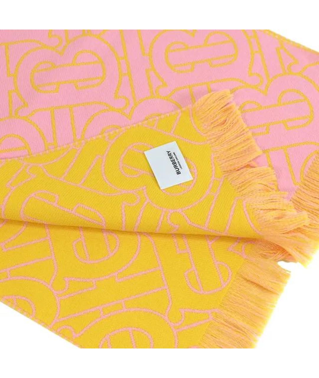 BURBERRY Оранжевый шерстяной шарф, фото 7