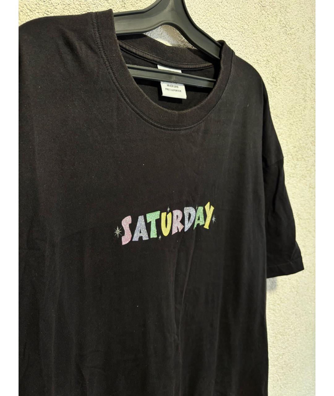 VETEMENTS Черная хлопковая футболка, фото 2