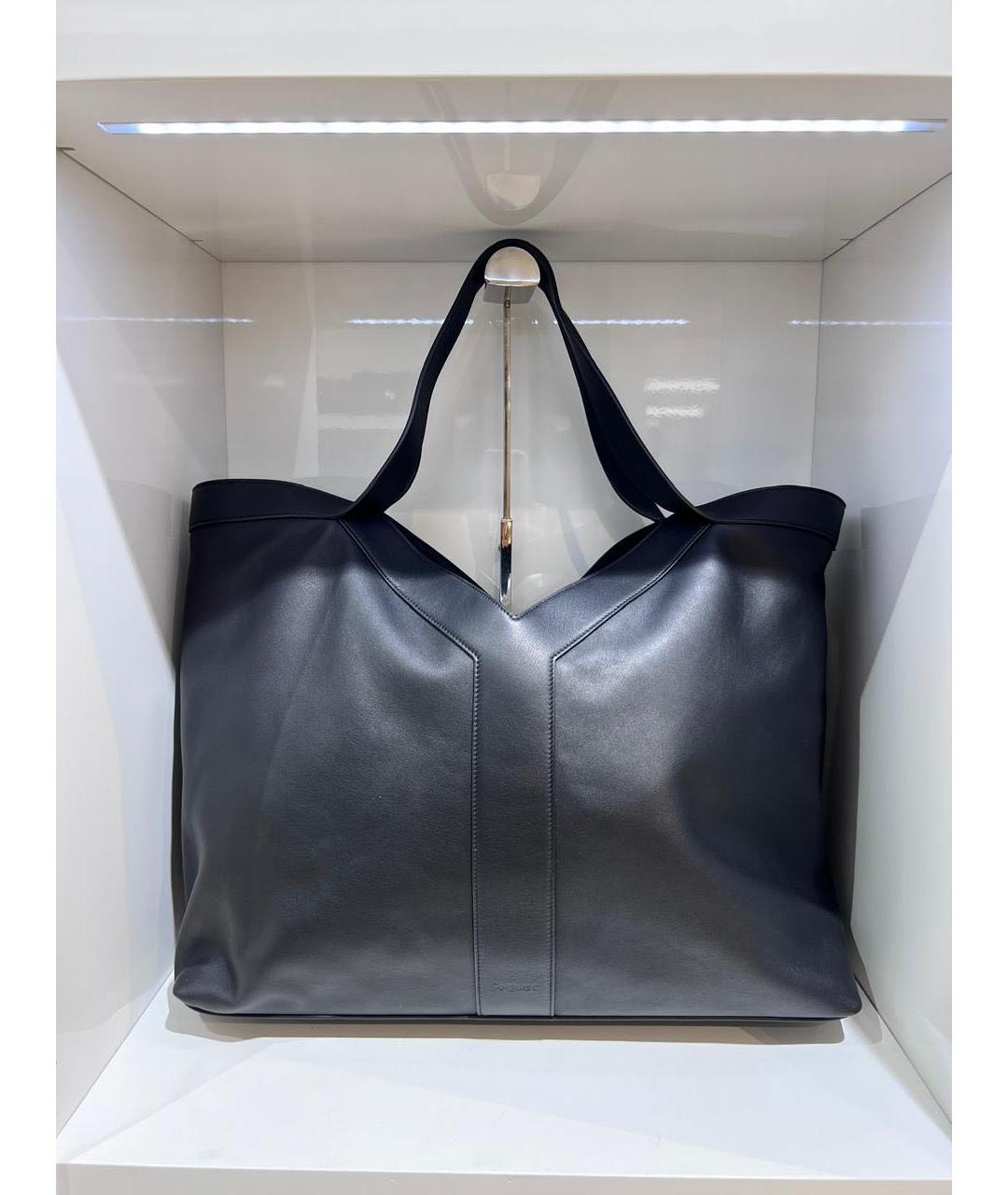 SAINT LAURENT Черная кожаная сумка тоут, фото 2